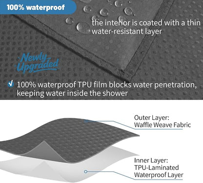 2-in-1 Waterproof Fabric Shower Curtain - No Separate Liner Needed, Hotel-Style Waffle Weave, Effortless Cleaning & Washable Bathroom Shower Curtain Set,72Wx84H,Chocolate Grey