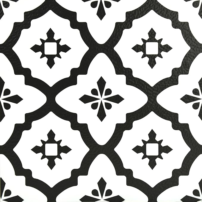 FloorPops FP2480 Comet Peel & Stick Floor Tiles, Black