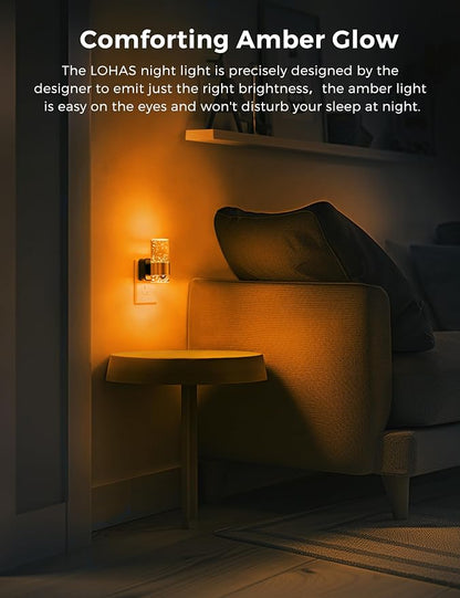L LOHAS LED Night Light, Modern Night Lights Plug into Wall | Dimmable Amber Night Light with Auto Light Sensor, Wall Sconce-style Design Nightlight for Bathroom, Bedroom, Hallway