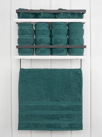 American Soft Linen Luxury Hand Towels for Bathroom, 600 GSM Heawy Weight 16x28 Size 100% Cotton Turkish 4 Piece Hand Face Towel Set, Teal Hand Towels