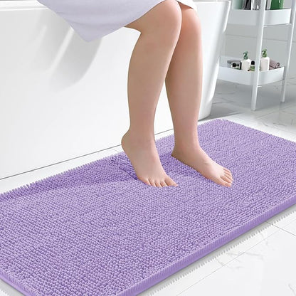 OLANLY Bathroom Runner Rugs 47x24, Extra Soft Absorbent Chenille Bath Rugs | Lavender, Quick-Drying Rubber Backing, Washable Long Bath Mat for Bathroom Floor, Tub and Shower, Home Decor Accessories