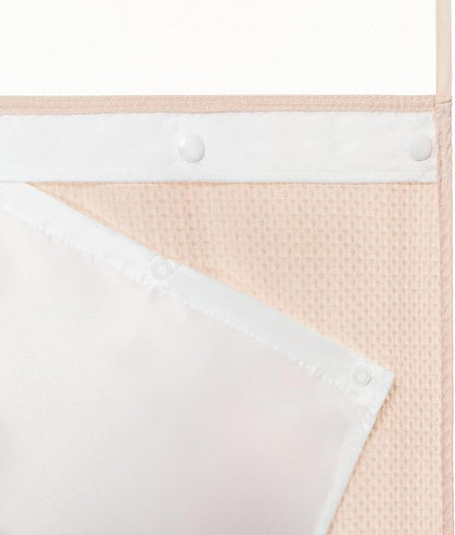 River Dream Heavyweight Waffle No Hook Shower Curtain with Liner,Pink,71x74 | Dotted Waffle,Snap-in Liner,Heavy Duty,Quick Dry,Mesh Top Window,With Bottom Magnets,Hotel-Grade,Washable,Standard Size