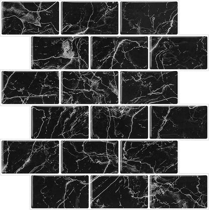 Peel and Stick Backsplash for Kitchen, Black | 10 pack self‑adhesive tiles for backsplash, bathroom, or accent wall. Easy DIY install and wipeable. Covers approx. 10 sq ft.