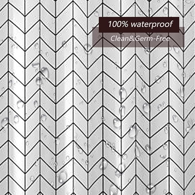 White Grid Shower Curtain Liner, 4G PEVA Shower Liner, Plastic Peva Waterproof Shower Curtains, 72x72 inch with Grommet Holes 3 Magnetic Weights
