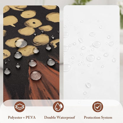 3 in 1 Dark Floral Shower Curtain Set with PEVA Liner & 12 Hooks, 72 x 72 | Boho Tropical Botanical Style, Farmhouse Floral Fabric, Modern Hotel Inspired, Water‑Repellent, Machine Washable