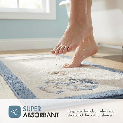 Madison Park Bayside Tufted Bath Rug Cotton Non-Slip, 21 x 34, Blue