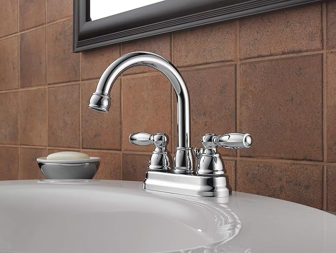 Peerless Claymore Centerset Bathroom Faucet Chrome, Bathroom Sink Faucet, Pop-Up Drain Assembly, Chrome P299685LF
