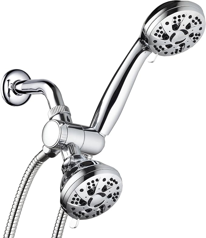 AquaDance Total Chrome High Pressure 3-way 48-setting Rain – Handheld Shower Head Combo – Angle Adjustable, Anti-Clog Jets, Tool-Free Installation - USA Standard Certified – Top U.S. Brand | Enjoy Two 6-Setting Rain & Hand Showerheads Separately or Tog...