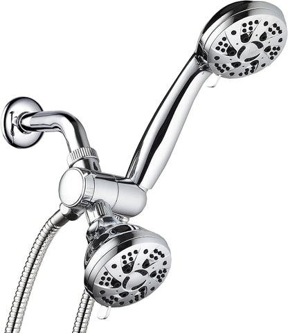 AquaDance Total Chrome High Pressure 3-way 48-setting Rain – Handheld Shower Head Combo – Angle Adjustable, Anti-Clog Jets, Tool-Free Installation - USA Standard Certified – Top U.S. Brand | Enjoy Two 6-Setting Rain & Hand Showerheads Separately or Tog...