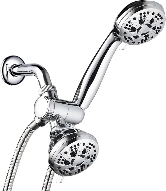 AquaDance Total Chrome High Pressure 3-way 48-setting Rain – Handheld Shower Head Combo – Angle Adjustable, Anti-Clog Jets, Tool-Free Installation - USA Standard Certified – Top U.S. Brand | Enjoy Two 6-Setting Rain & Hand Showerheads Separately or Tog...