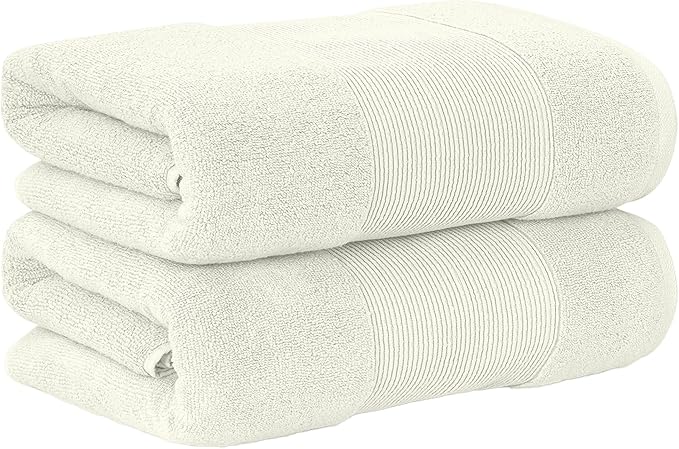 Modern Threads - Air Cloud 2-Pack 100% Zero-Twist Cotton Bath Sheet Set - Super Absorbent & Quick Dry - 500 GSM - Soft & Plush, Ivory