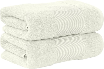 Modern Threads - Air Cloud 2-Pack 100% Zero-Twist Cotton Bath Sheet Set - Super Absorbent & Quick Dry - 500 GSM - Soft & Plush, Ivory