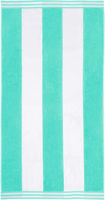Superior Cotton Nautical Stripe Beach Towels, Colorful Towels for Adult, Kid, Pool, Swimming, Sand, Travel, Large Oversized, Absorbent, Fast Drying, Bath Basics, Cabana Collection, 1 Piece, Mint