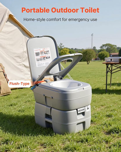 VEVOR Portable Toilet, 7.9 Gal Detachable Waste Tank & 5 Gal Flush Tank, 200 Flushes, Camping Toilet for Adults, Outdoor Porta Potty with Level Indicator, Suitable for RV Travel, Camping, Hiking