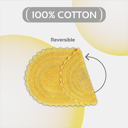 Better Trends Lilly Crochet 20x32 Oval Bath Rugs & Reversible Bath Rugs, Bath mats for Bathroom, Luxurious 100% Cotton Bath Rug & Water Absorbent Bathroom Mat- Yellow Bath Matt