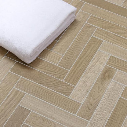 12-Pack Peel and Stick Floor Tile, 10.8" x 9.3" Herringbone SPC Self-Adhesive Luxury Vinyl Flooring, Wood-Look Groutable Backsplash Tile for Kitchen Bathroom, Warm Oak, Covers 8.4 Sq. Ft.