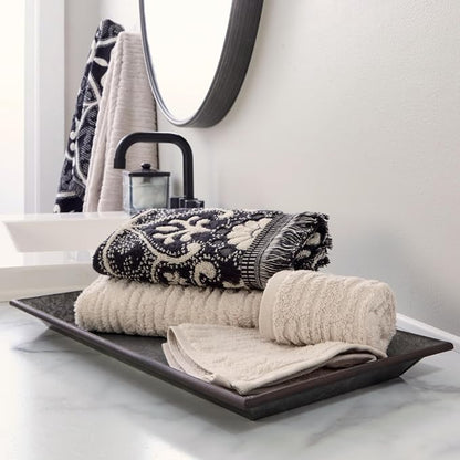 SKL Home CloudSoft/Amherst Medallion Bath Towel Set-6pc, Oatmeal/Black