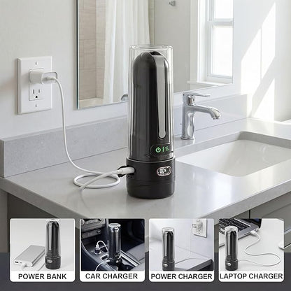 Portable Bidet for Travel | Bathroom - Rechargeable Electric Bidet Sprayer with 3 Pressure | Waterproof for Ultimate Personal Hygiene Cleaning at Home Office and Camping (Black)