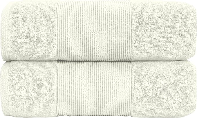 Modern Threads - Air Cloud 2-Pack 100% Zero-Twist Cotton Bath Sheet Set - Super Absorbent & Quick Dry - 500 GSM - Soft & Plush, Ivory