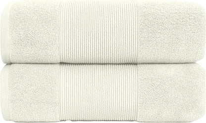 Modern Threads - Air Cloud 2-Pack 100% Zero-Twist Cotton Bath Sheet Set - Super Absorbent & Quick Dry - 500 GSM - Soft & Plush, Ivory