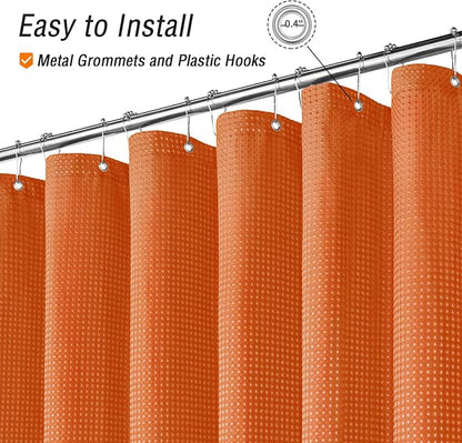 Small Stall Burnt Orange Fabric Shower Curtain, 36 x 72 | Narrow Half Cloth-Textured Shower Curtain for Bathroom, Water Repellent, Machine Washable