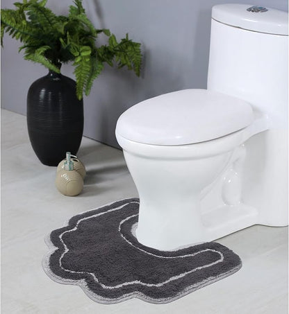 Home Weavers Allure Collection s U Shaped,Extra Thick, Non-Slip Contour Mat for Bathroom,100% Cotton Soft, Absorbent Water, Machine Washable, 20 Inch U Shaped Rug, Dark Grey