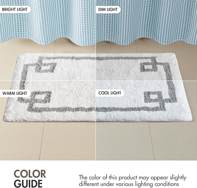 Madison Park Evan 100% Cotton Bath Rug Plush Absorbent, 20" x 30", White | Non-slip Backing, OEKO TEX, Luxurious Tufted Plush Bath Mat for Bathroom, Quick Dry, Spa Design Decorative for Shower Room
