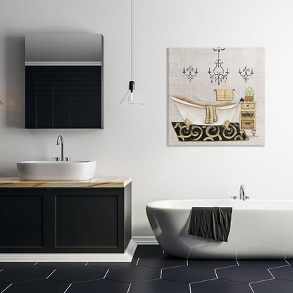 Vintage Bathroom Tub Floral Still Life, 30 x 30 Inch Canvas Wall Art | Stupell Industries · By Janet Tava · Ready to hang · Serene decor for bathroom or bedroom · Made in USA