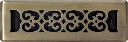 Decor Grates SPH210-A Scroll Design Floor Register, 2x10, Antique Brass Finish