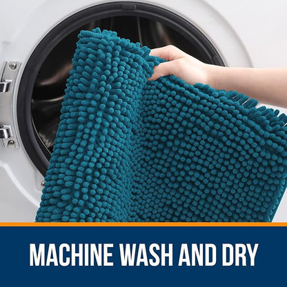 OLANLY Large Bathroom Rugs 40x32, Extra Soft Absorbent Chenille Bath Rugs | Peacock Blue, Quick-Drying Rubber Backing, Washable Bath Mat for Bathroom Floor, Tub and Shower, Home Decor Accessories