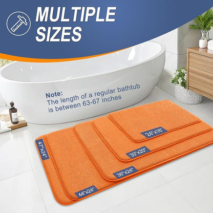 OLANLY Thick Memory Foam Bathroom Rugs 30x20, Absorbent Bath Mat, Orange | Soft Quick Dry Bath Rugs, Non-Slip, Machine Washable Carpet for Bathroom Floor, Tub and Shower, Home Decor Accessories