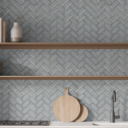 MSI Ice Bevel Herringbone Glass Tile for Kitchen Backsplash, Wall for Bathroom, Accent Wall, and Shower Tile