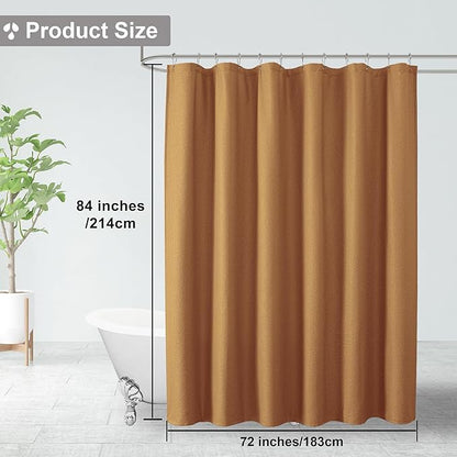 OVZME Gold Extra Long Shower Curtain 72 x 84 Inch, 3D Embossed Textured Fabric Shower Curtain for Bathroom, Hotel Spa Bathroom Curtains, Water Repellent Machine Washable