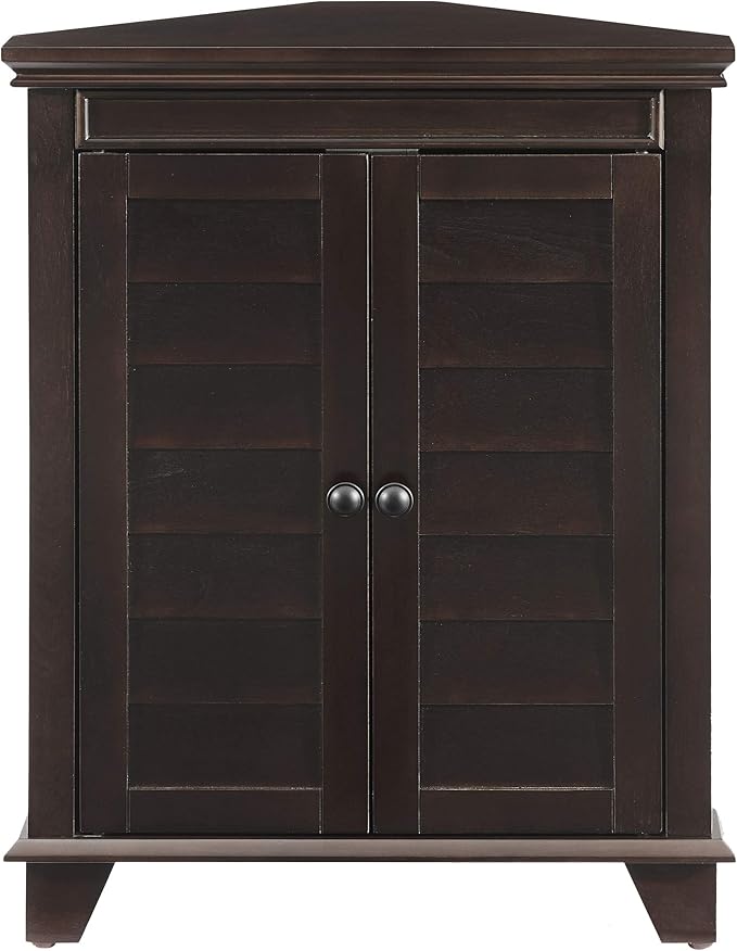 Crosley Furniture Lydia Corner Storage Cabinet and Bathroom Organizer with Shelves, Espresso