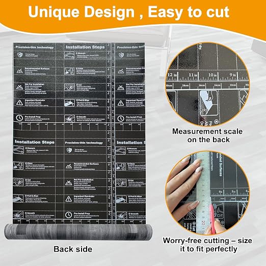 Countewol Peel and Stick Vinyl Flooring Roll Grey Wood Look, Self Adhesive Waterproof Removable PVC Floor Sheet for Apartment Kitchen RV