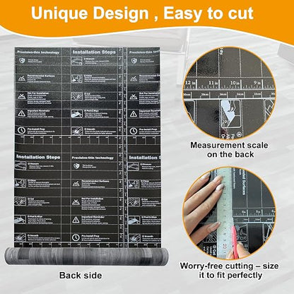 Countewol Peel and Stick Vinyl Flooring Roll Grey Wood Look, Self Adhesive Waterproof Removable PVC Floor Sheet for Apartment Kitchen RV