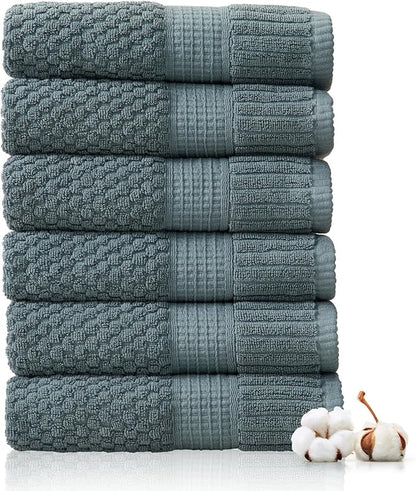 6 Pack 100% Cotton Hand Towels | Green Towels | Oeko‑TEX Standard 100 | Soft & Absorbent, Quick‑Dry | Trinity Collection - Stormy Sea