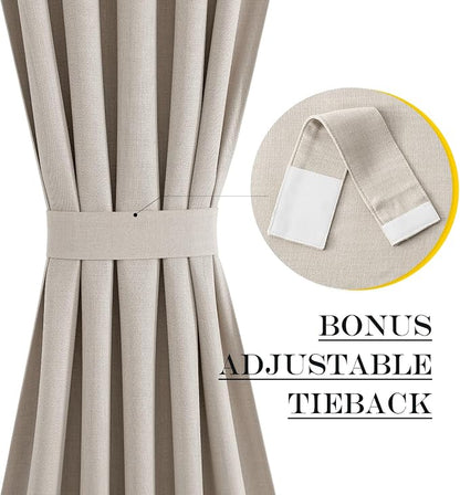 NICETOWN Door Curtains 72 inche Long - Faux Linen French Door Shades for Glass, Thermal Insulated Window Covering for, Sidelight Curtains for Kitchen, 30 inch Wide, Angora, 1 PC