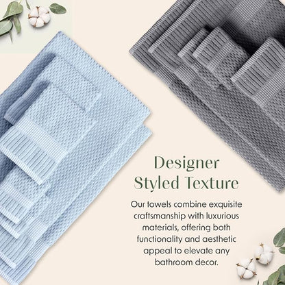 6 Pack 100% Cotton Hand Towels | Grey Towels | Oeko‑TEX Standard 100 | Soft & Absorbent, Quick‑Dry | Trinity Collection - Charcoal