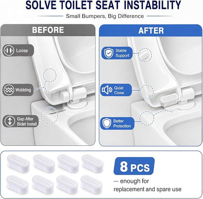 Blulu 8 Pcs Toilet Seat Bumpers for Bidet Universal Seat Bumper Spacers Kit Replacement Bumpers Pads with Strong Adhesive for Family Hotel Hospital School