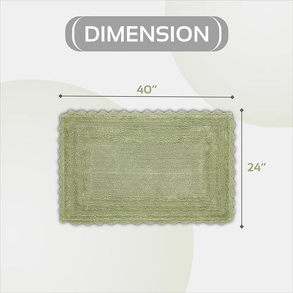 Better Trends Lilly Crochet 24x40 Reversible Bath Rugs and Bath mats for Bathroom, Luxurious 100% Cotton Bath Rug & Water Absorbent Bathroom Mat - Sage Green Bath Matt
