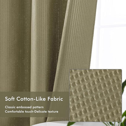 No Hook Shower Curtain with Snap-in Liner, Embossed Waffle Design Fabric Shower Curtain for Bathroom, Soft & Lightweight, 71x74, Taupe