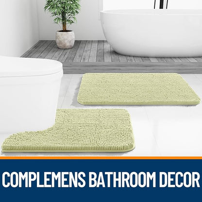 OLANLY Bathroom Runner Rugs 44x24, Soft Absorbent Chenille Bath Rugs, Rubber Backing Quick Dry, Machine Washable Long Bath Mats for Bathroom Floor, Tub and Shower, Home Decor Accessories, Vanilla | Vanilla, Quick-Drying Rubber Backing, Washable Long Ba...