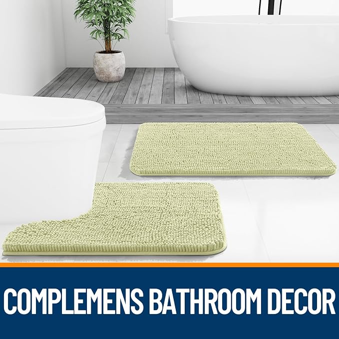 OLANLY Bathroom Rugs 36x24, Extra Soft Absorbent Chenille Bath Rugs | Vanilla, Quick-Drying Rubber Backing, Machine Washable Bath Mat for Bathroom Floor, Tub and Shower, Home Decor Accessories