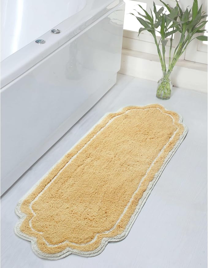 Home Weavers Allure Collection 100% Cotton Tufted Bathroom Rug, Soft and Absorbent Bath Rugs, Non-Slip Bath Carpet, Machine Wash Dry Bath Mats for Bathroom Floor, 21"x54" Runner, Yellow