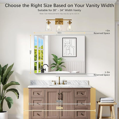 DESBING 30" x 40" Bathroom Mirror, Silver Metal Frame Wall Mirror | HD Image,Shatterproof Decorative Rectangular Vanity Mirror for Bedroom Bathroom Living Room Entryway Horizontal or Vertical