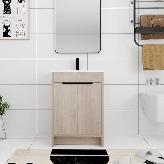 24" Modern Bathroom Vanity with Two Door and Sink (PLO, 24 * 18)