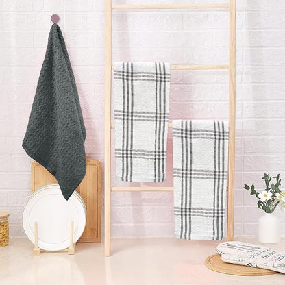 DAN RIVER Gray Kitchen Towels, 12 Pack, 16x26 Inches Absorbent Dish Towels | 100% Cotton Absorbent Soft cotton kitchen towels for drying dishes, Quick Dry, Dish Towels for kitchen,Tea and Bar towels set