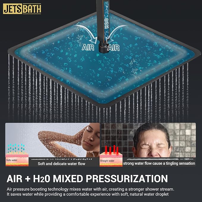 Thermostatic Dual Rainfall Head Oil Rubbed Bronze Shower System | Ceiling Mounted Full Body Shower Faucet Set with Thermostatic Valve for Couples/ 2-Person，16“+6”Shower Head & handheld