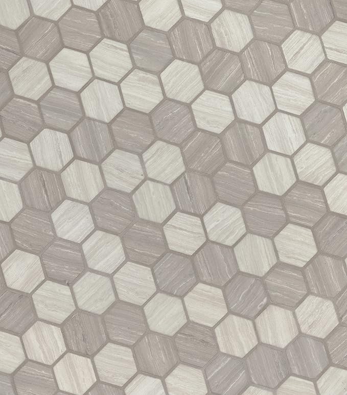MSI Silva Oak Hexagon Glass Tile for Kitchen Backsplash, Wall Tile for Bathroom, Accent Wall Tile, and Shower Wall Tile, 12.75 in. x 11.